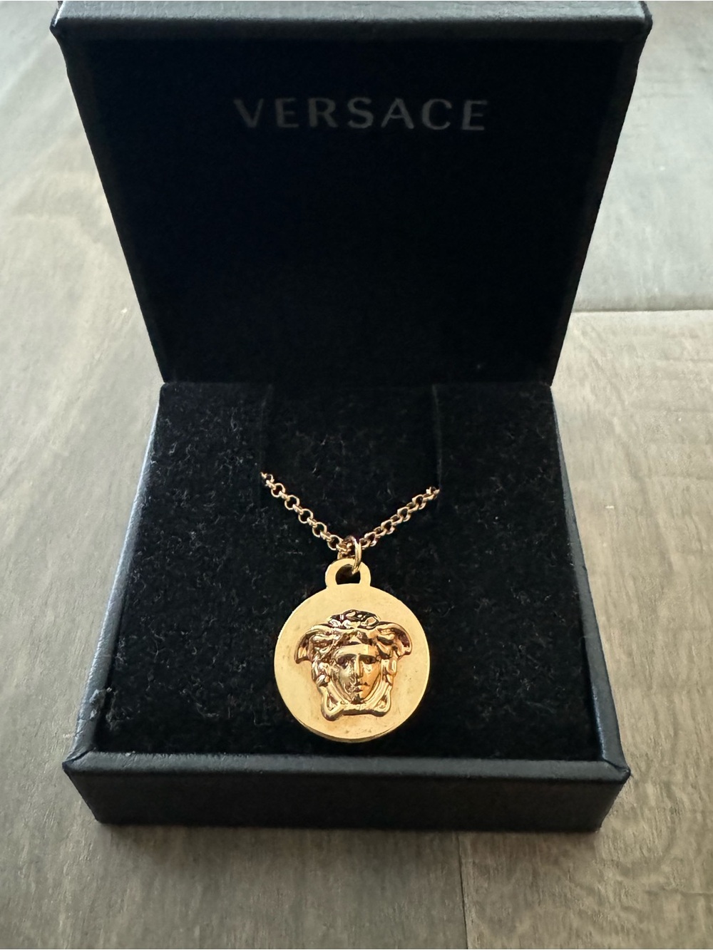Versace Gold Medallion Medusa Charm Necklace